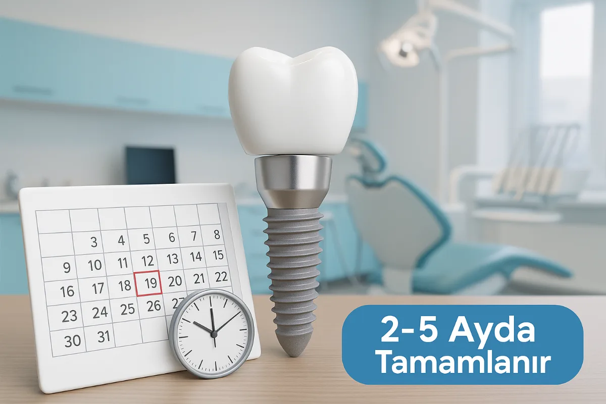 İmplant tedavisi süreci — çene modeli üzerinde implant aşamalarını gösteren diş hekimi